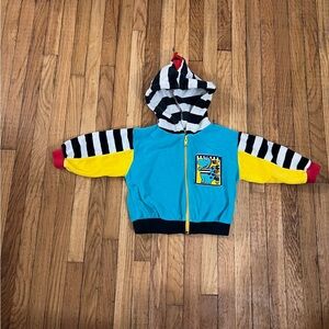 Vintage 6/9M colorblock Dino zip up hoodie